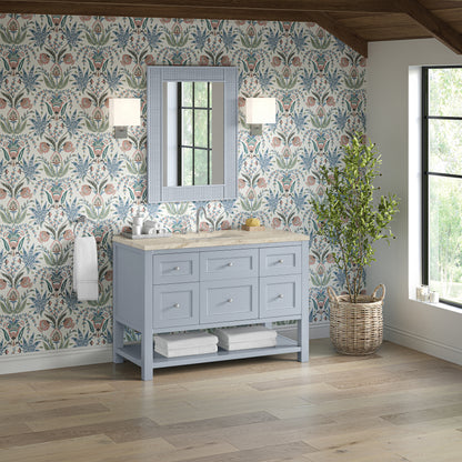 Renovate for Less Atlanta Breckenridge 48" Single Vanity, Serenity Blue, w/ 3 CM Tajnar Eclos Top