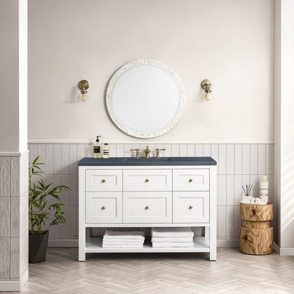 Renovate for Less Atlanta Breckenridge 48" Single Vanity, Bright White w/ 3 CM Charcoal Soapstone Top