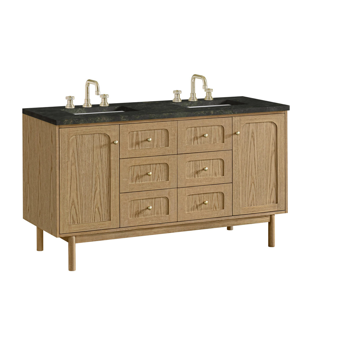 Laurent 60" Double Vanity, Light Natural Oak, w/ 3 CM Phantome Eclos Top