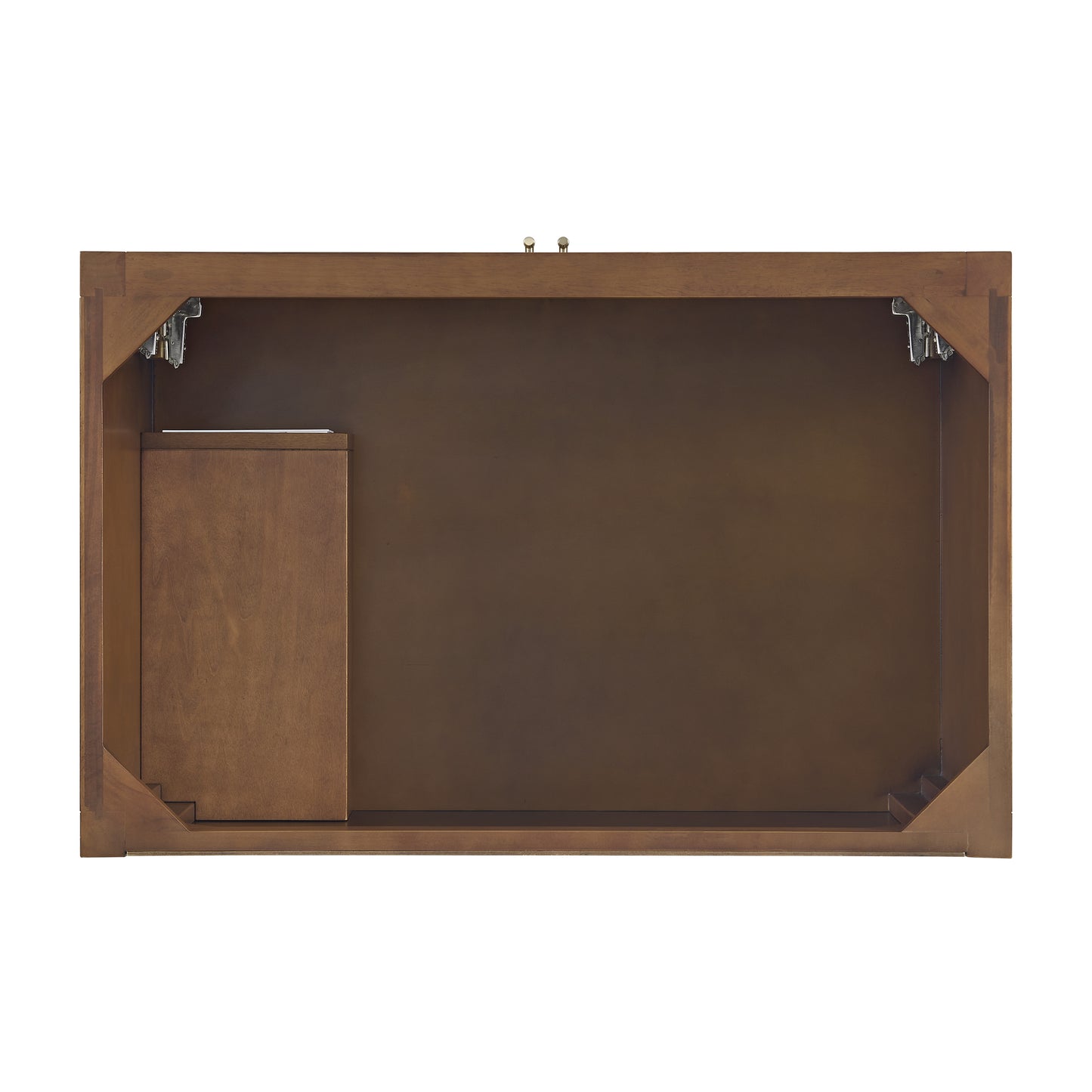 Renovate for Less Atlanta Myrrin 36" Vanity, Mid Century Walnut w/ 3 CM Eternal Jasmine Pearl Silestone Top