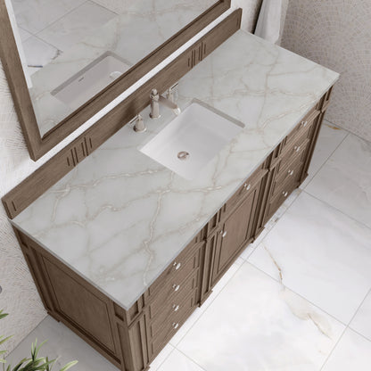 Renovate for Less Atlanta Bristol 60" Single Vanity, Whitewashed Walnut w/ 3 CM Victorian Silver Silestone Top