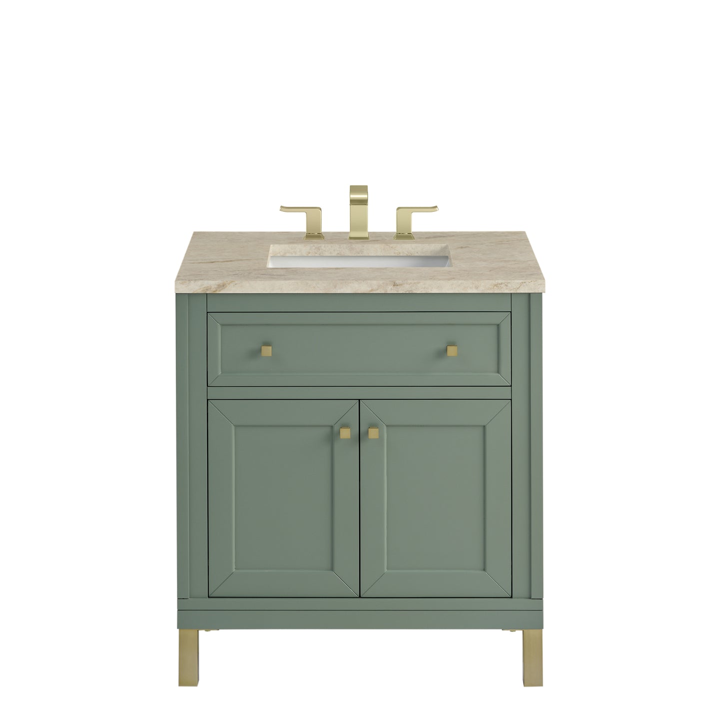 Renovate for Less Atlanta Chicago 30" Single Vanity, Smokey Celadon, w/ 3 CM Tajnar Eclos Top