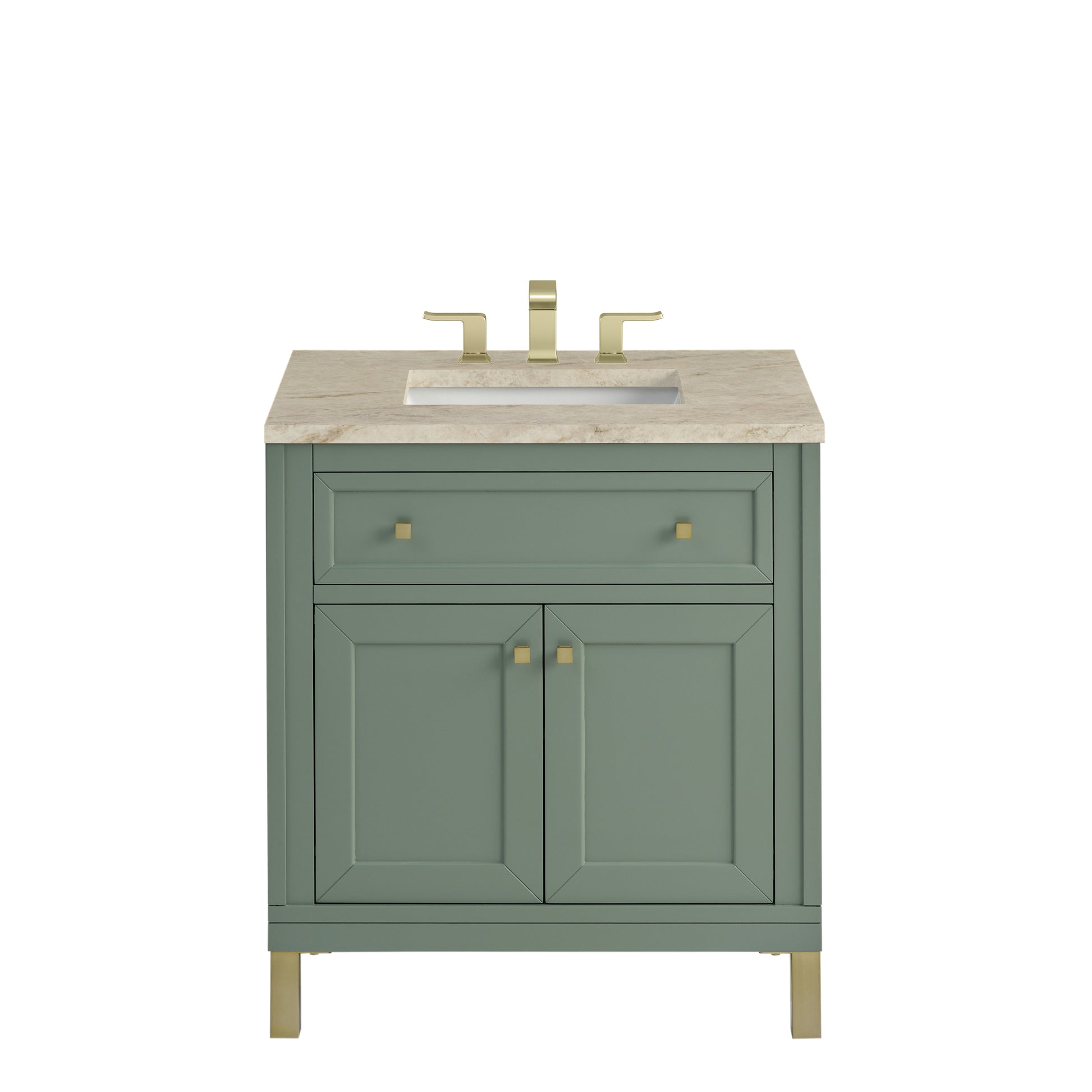 Renovate for Less Atlanta Chicago 30" Single Vanity, Smokey Celadon, w/ 3 CM Tajnar Eclos Top