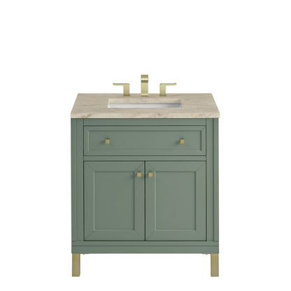 Renovate for Less Atlanta Chicago 30" Single Vanity, Smokey Celadon, w/ 3 CM Tajnar Eclos Top