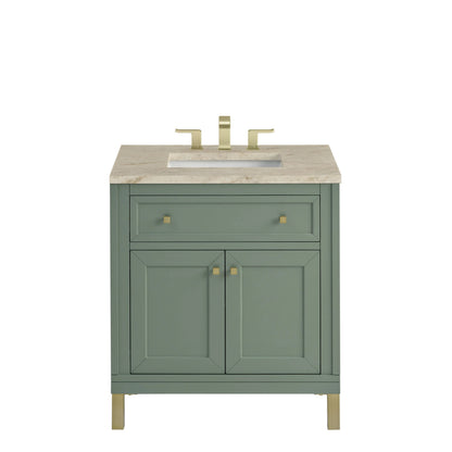 Chicago 30" Single Vanity, Smokey Celadon, w/ 3 CM Tajnar Eclos Top