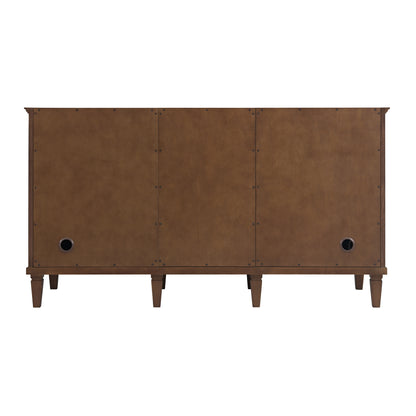 Renovate for Less Atlanta Lorelai 60" Double Vanity, Mid-Century Walnut, w/ 3 CM Tajnar Eclos Top