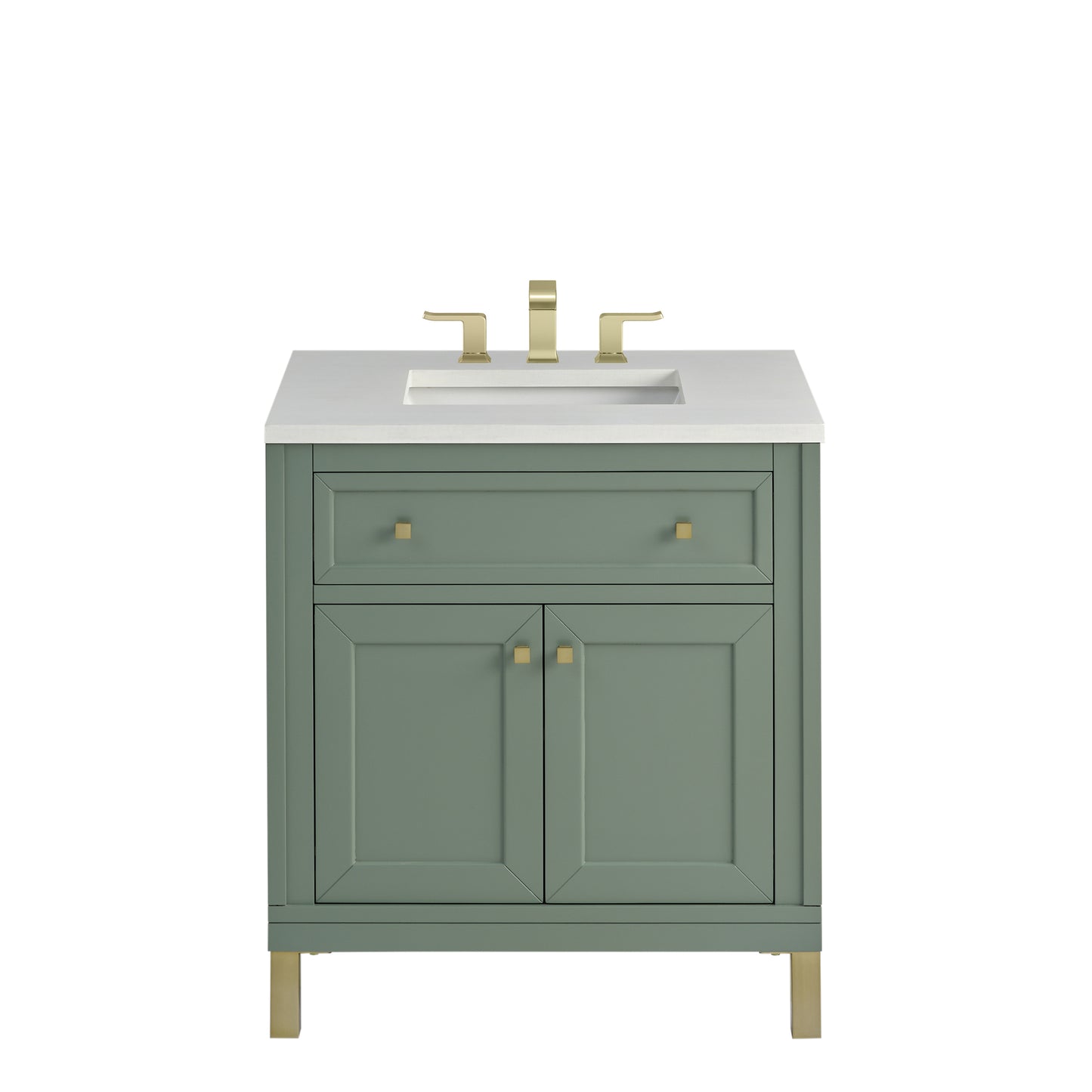 Renovate for Less Atlanta Chicago 30" Single Vanity, Smokey Celadon, w/ 3 CM White Zeus Silestone® Top