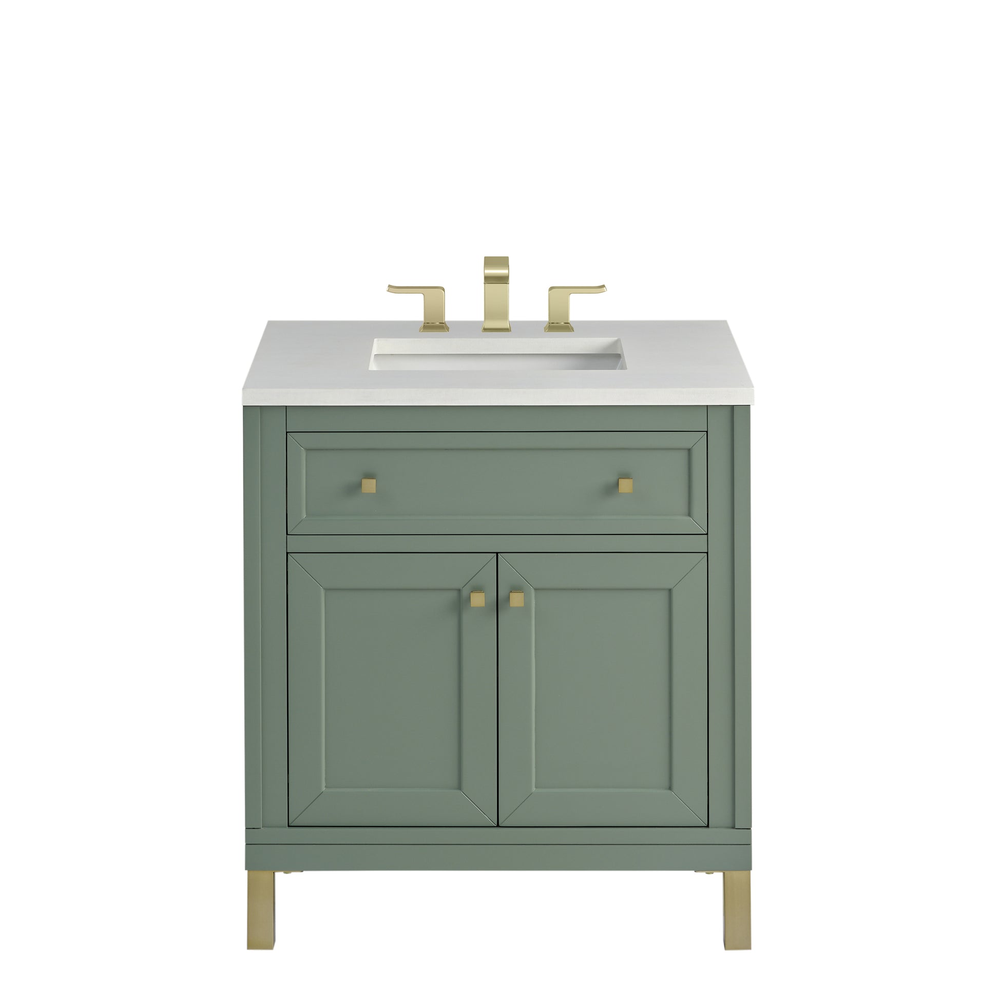 Renovate for Less Atlanta Chicago 30" Single Vanity, Smokey Celadon, w/ 3 CM White Zeus Silestone® Top