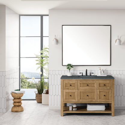 Renovate for Less Atlanta Breckenridge 48" Single Vanity, Light Natural Oak w/ 3 CM Parisien Bleu Top