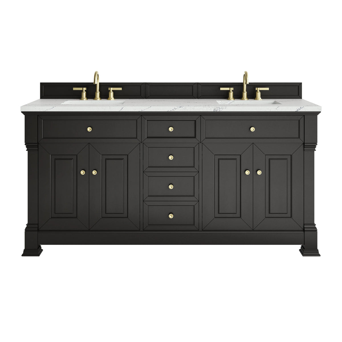 Brookfield 72" Double Vanity, Black Onyx w/ 3 CM Ethereal Noctis Silestone Top w/ FreePower Wireless Charger