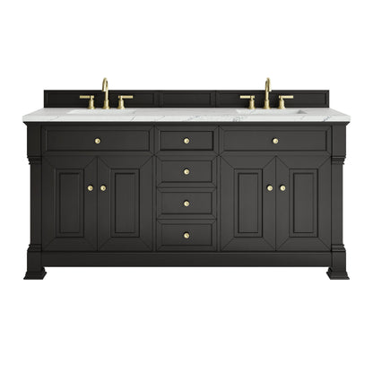 Brookfield 72" Double Vanity, Black Onyx w/ 3 CM Ethereal Noctis Silestone Top w/ FreePower Wireless Charger
