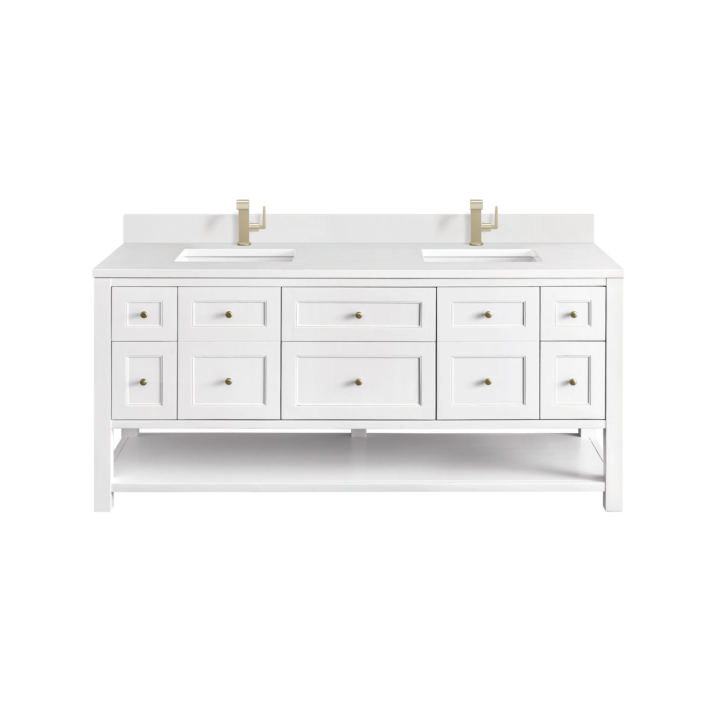 Renovate for Less Atlanta Breckenridge 72" Double Vanity, Bright White w/ Single Hole 3 CM White Zeus Top & Backsplash