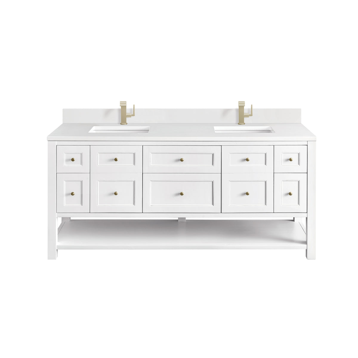 Renovate for Less Atlanta Breckenridge 72" Double Vanity, Bright White w/ Single Hole 3 CM White Zeus Top & Backsplash