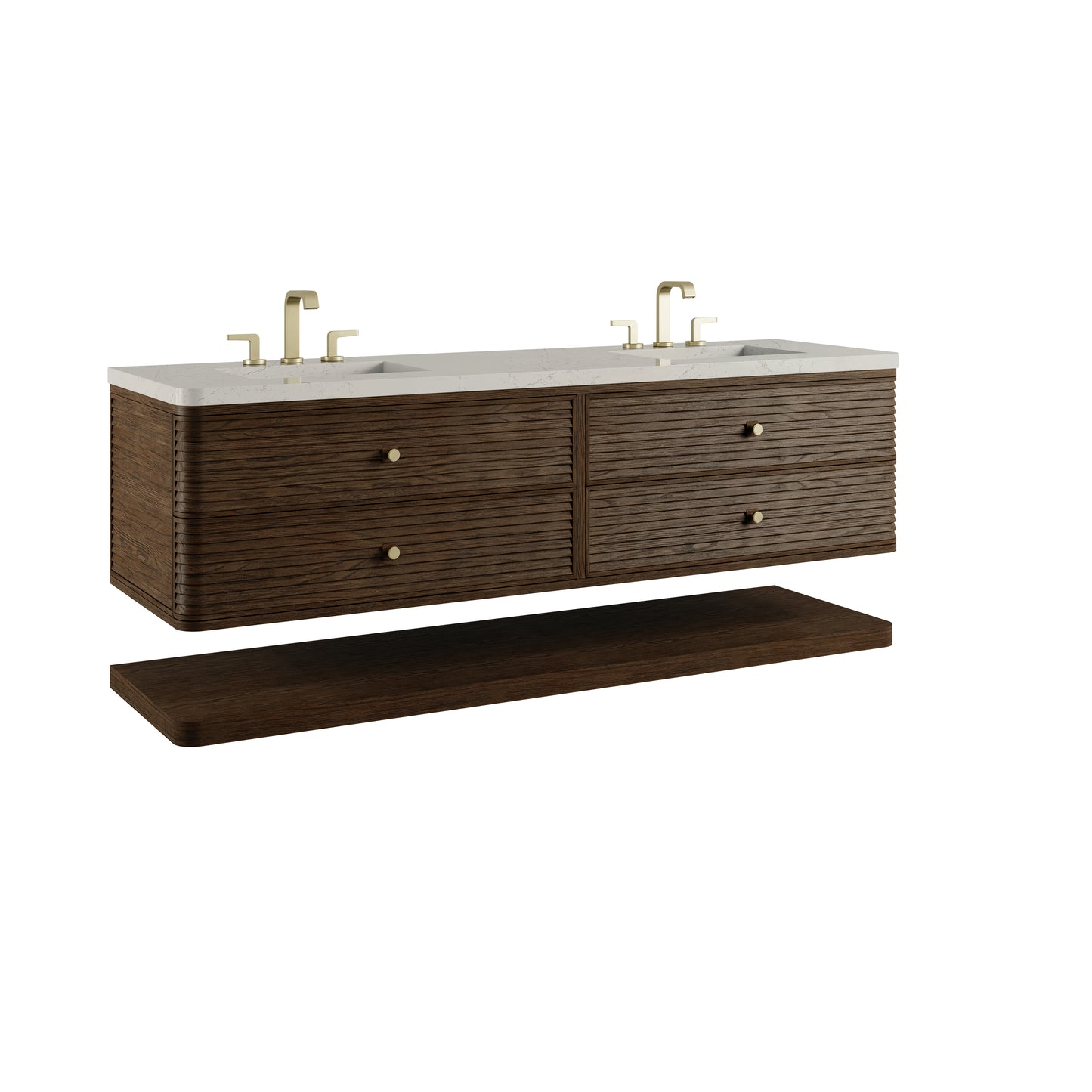 Renovate for Less Atlanta Allamari 72" Double Vanity, Sable w/ 3 CM Siberian Silestone Top