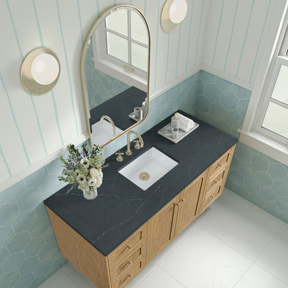 Renovate for Less Atlanta Laurent 60" Single Vanity, Light Natural Oak, w/ 3 CM Charcoal Soapstone Quartz Top