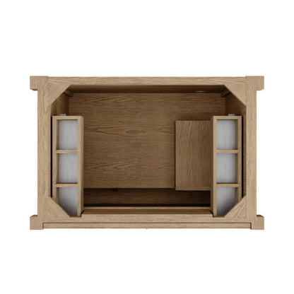 Renovate for Less Atlanta Kinnsden 36" Single Vanity, Weathered Oak w/ 3 CM Siberian Silestone Top
