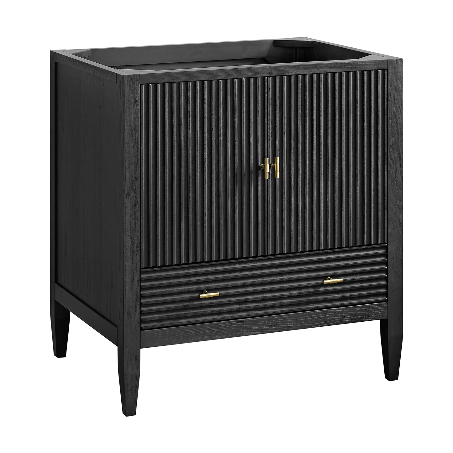 Renovate for Less Atlanta Myrrin 30" Single Vanity, Carbon Oak w/ 3 CM Charcoal Soapstone Silestone Top