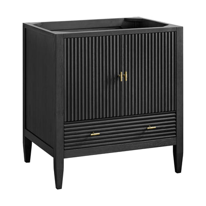 Renovate for Less Atlanta Myrrin 30" Single Vanity, Carbon Oak w/ 3 CM Charcoal Soapstone Silestone Top
