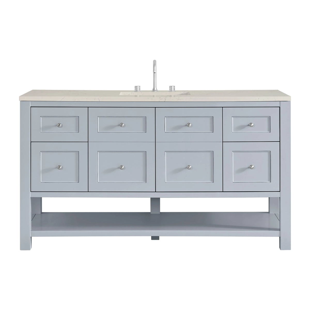 Breckenridge 60" Single Vanity, Serenity Blue, w/ 3 CM Siberian Silestone Top w/FreePower Wireless Charger