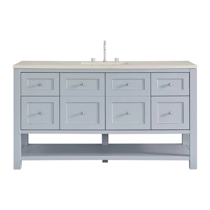 Breckenridge 60" Single Vanity, Serenity Blue, w/ 3 CM Siberian Silestone Top w/FreePower Wireless Charger