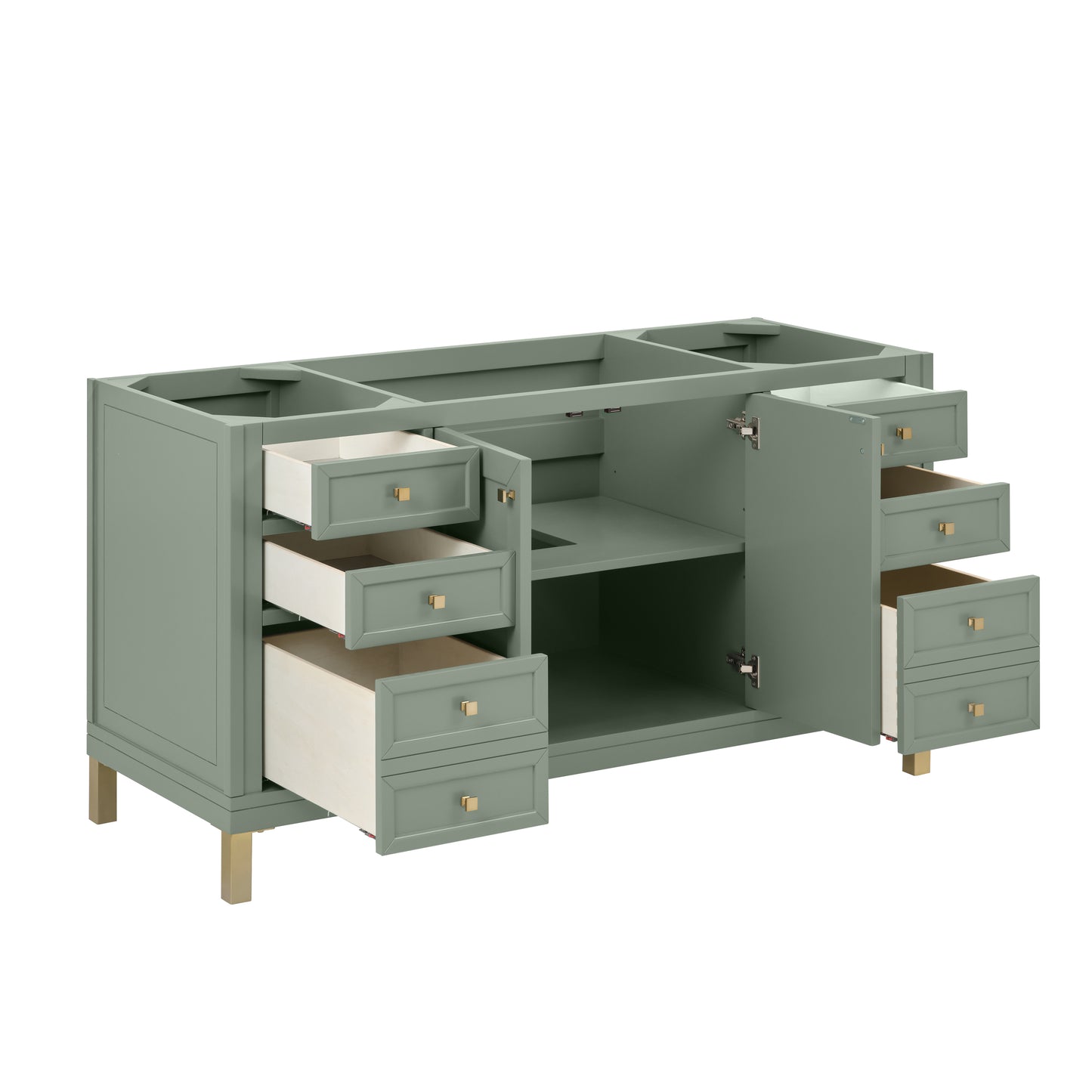 Renovate for Less Atlanta Chicago 60" Single Vanity, Smokey Celadon, w/ 3 CM Ethereal Noctis Silestone® Top