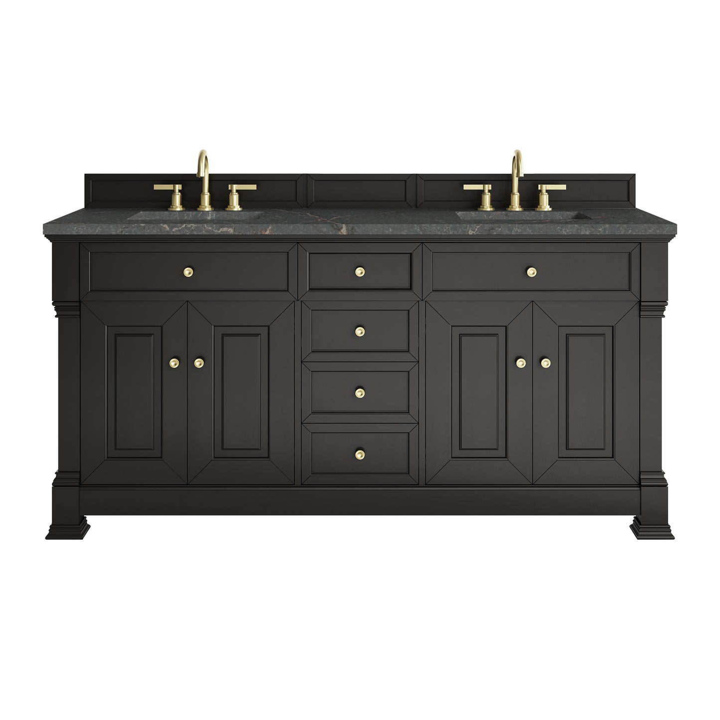 Renovate for Less Atlanta Brookfield 72" Double Vanity, Black Onyx w/ 3 CM Parisien Bleu Silestone Top