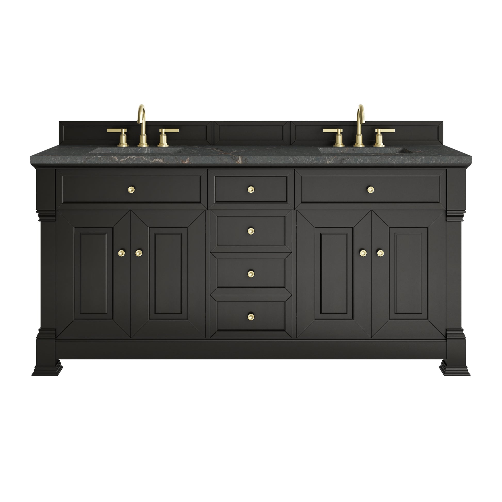 Renovate for Less Atlanta Brookfield 72" Double Vanity, Black Onyx w/ 3 CM Parisien Bleu Silestone Top