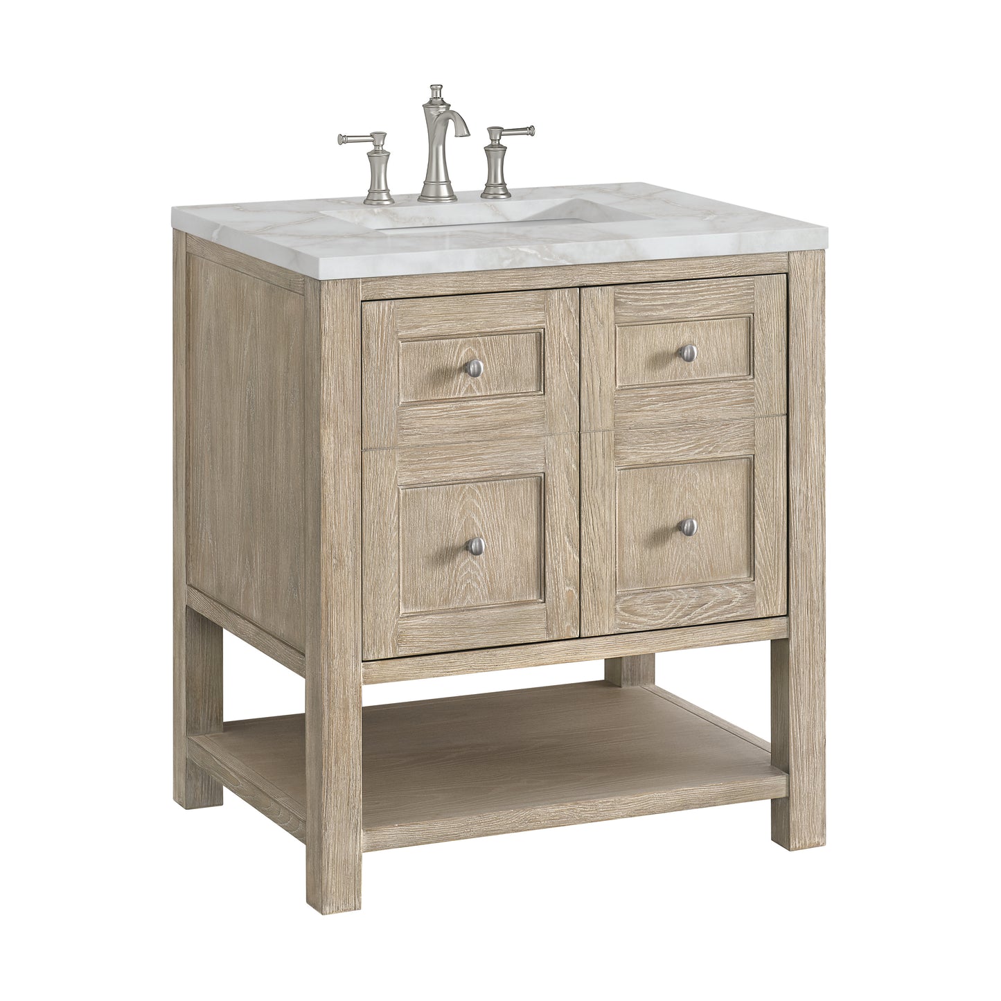 Renovate for Less Atlanta Breckenridge 30" Single Vanity, Whitewashed Oak w/ 3 CM Victorian Silver Silestone Top
