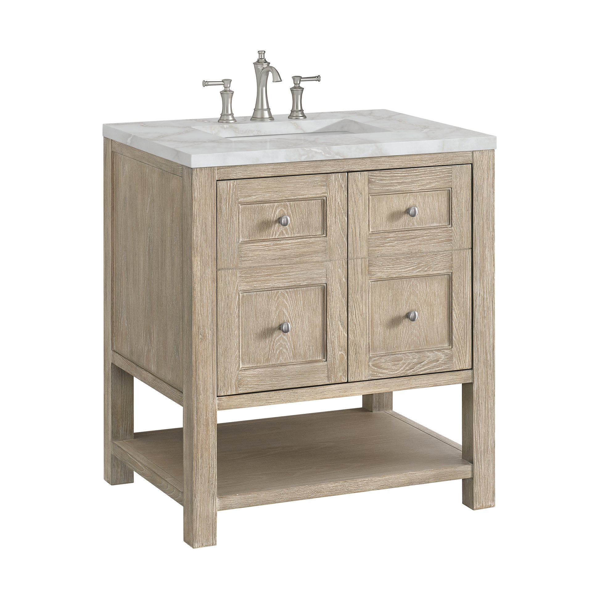 Renovate for Less Atlanta Breckenridge 30" Single Vanity, Whitewashed Oak w/ 3 CM Victorian Silver Silestone Top