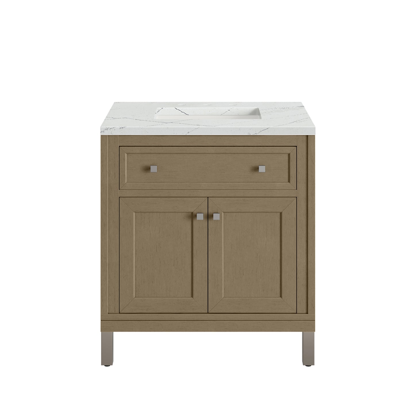 Renovate for Less Atlanta Chicago 30" Single Vanity, Walnut Whisper, w/ 3 CM Ethereal Noctis Silestone® Top