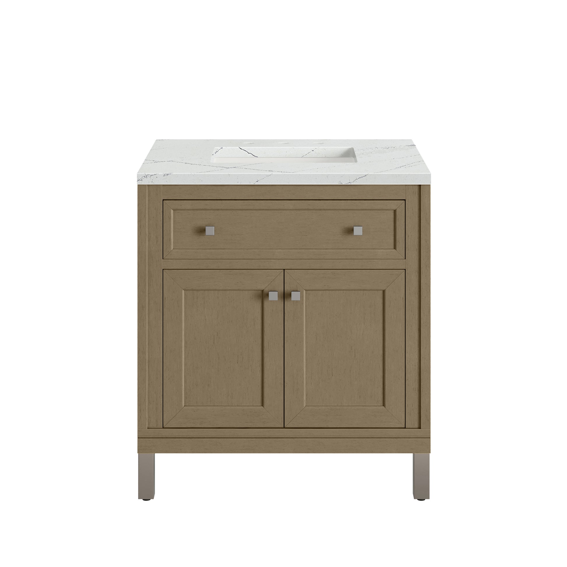 Renovate for Less Atlanta Chicago 30" Single Vanity, Walnut Whisper, w/ 3 CM Ethereal Noctis Silestone® Top
