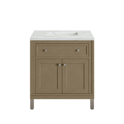 Renovate for Less Atlanta Chicago 30" Single Vanity, Walnut Whisper, w/ 3 CM Ethereal Noctis Silestone® Top