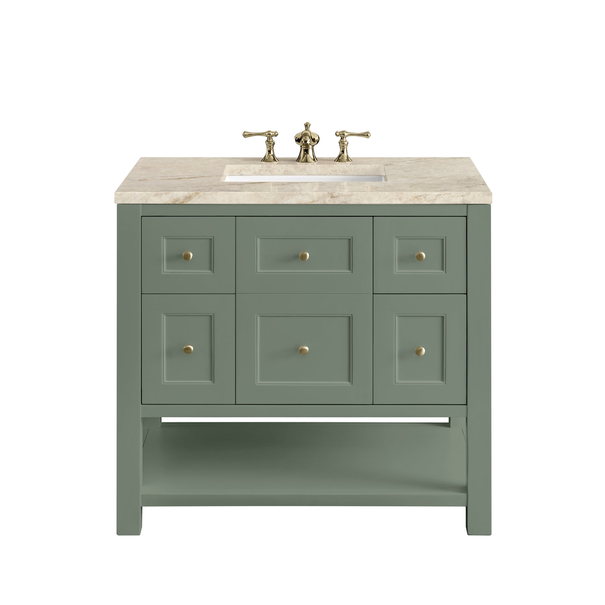 Renovate for Less Atlanta Breckenridge 36" Single Vanity, Smokey Celadon, w/ 3 CM Tajnar Eclos Top