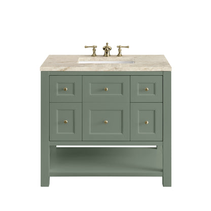 Renovate for Less Atlanta Breckenridge 36" Single Vanity, Smokey Celadon, w/ 3 CM Tajnar Eclos Top