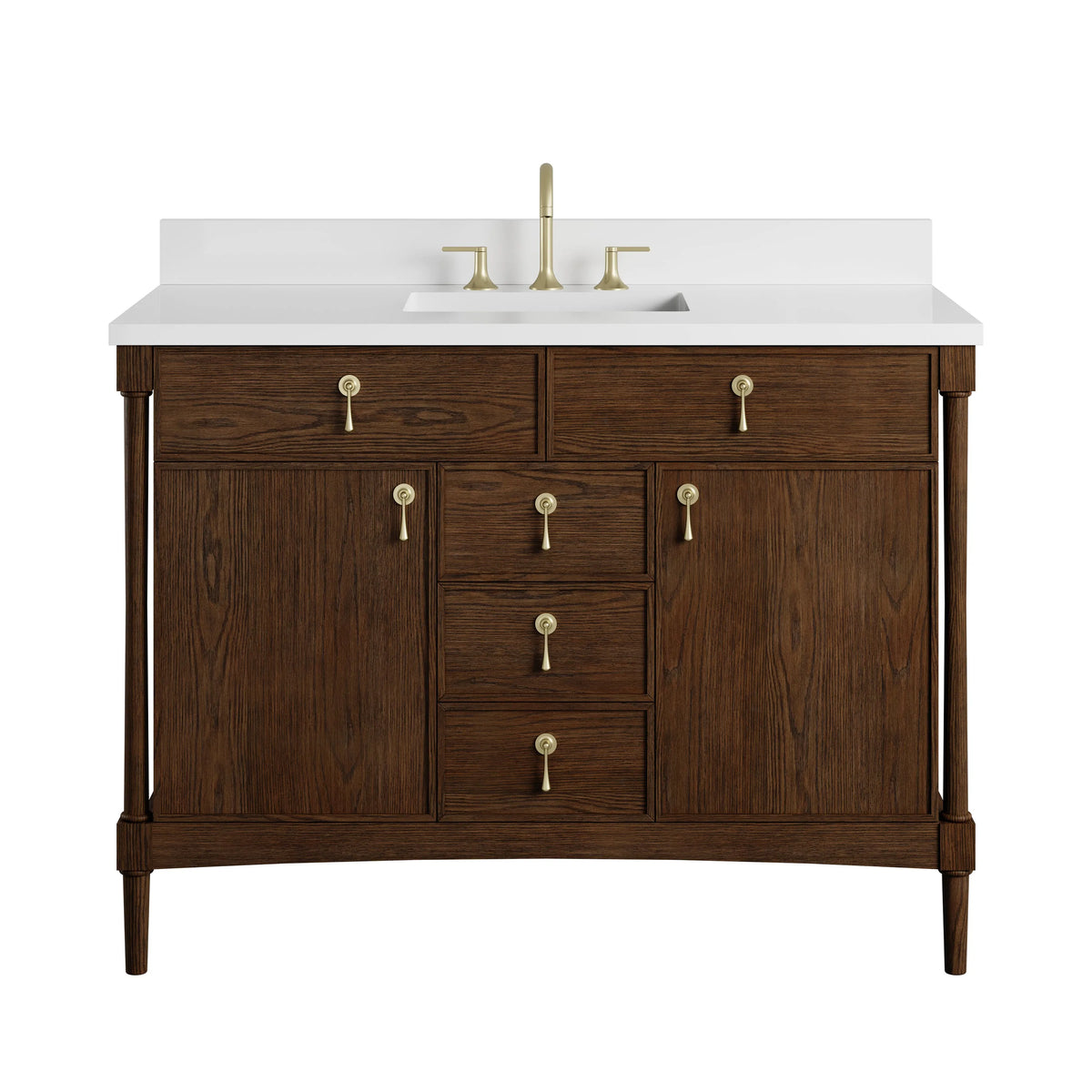 Kinnsden 48" Single Vanity, Sable Oak w/ 3 CM White Zeus Silestone Top