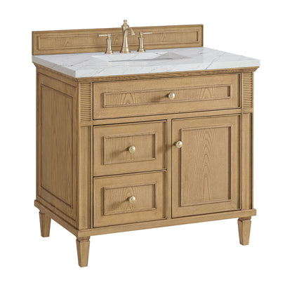 Renovate for Less Atlanta Lorelai 36" Single Vanity, Light Natural Oak w/ 3 CM Ethereal Noctis Silestone Top