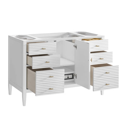 Myrrin 48" Vanity, Bright White w/ Single Hole 3 CM White Zeus Silestone Top & Backsplash