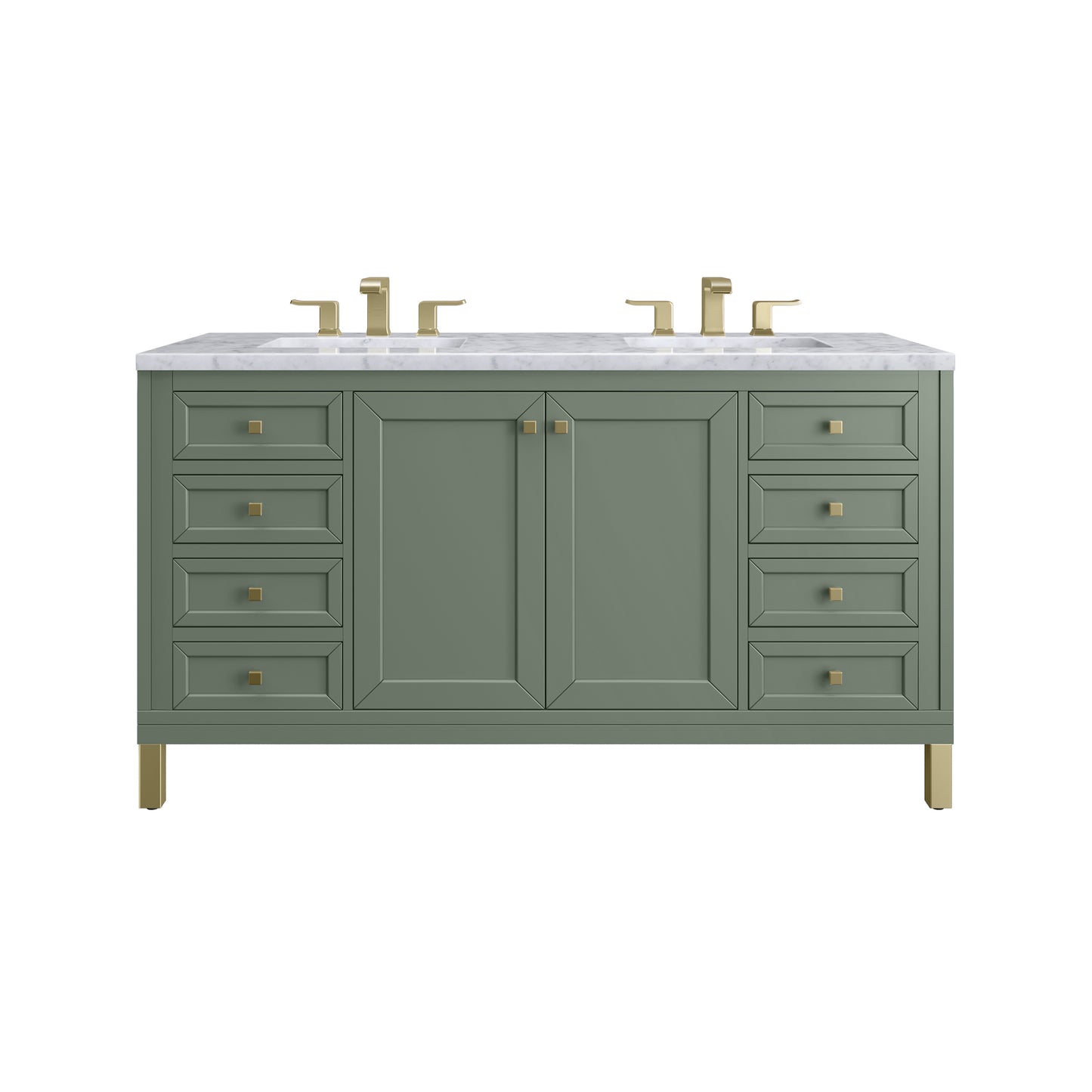 Renovate for Less Atlanta Chicago 60" Double Vanity, Smokey Celadon, w/ 3 CM Carrara Marble Top