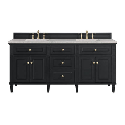 Lorelai 72" Double Vanity, Black Onyx w/ 3 CM Eternal Jasmine Pearl Silestone Top