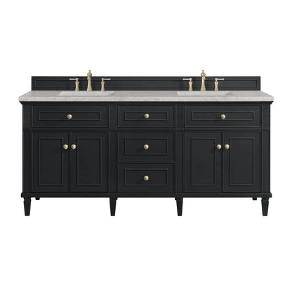 Lorelai 72" Double Vanity, Black Onyx w/ 3 CM Eternal Jasmine Pearl Silestone Top w/FreePower Wireless Charger