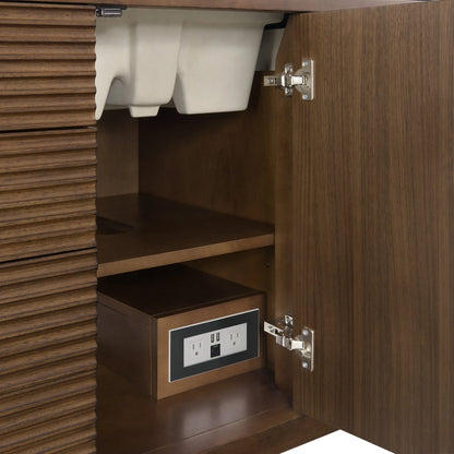 Myrrin 48" Single Vanity, Mid Century Walnut w/ 3 CM Eternal Jasmine Pearl Silestone Top