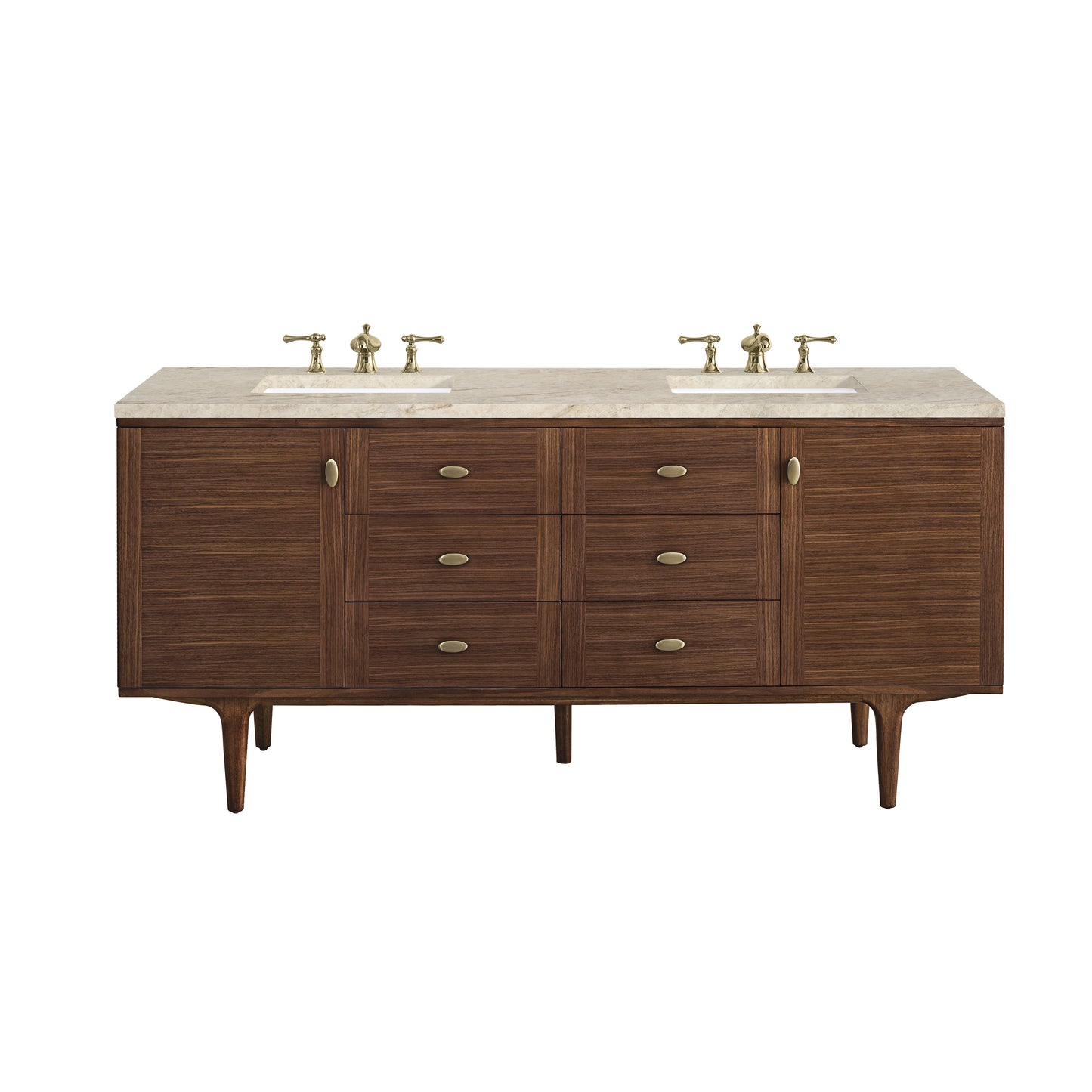 Renovate for Less Atlanta Amberly 72" Double Vanity, Mid-Century Walnut, w/ 3 CM Tajnar Eclos Top