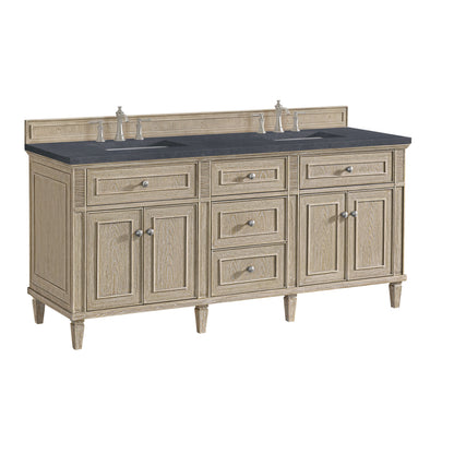 Renovate for Less Atlanta Lorelai 72" Double Vanity, Whitewashed Oak w/ 3 CM Charcoal Soapstone Silestone Top