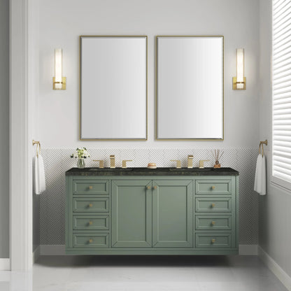 Chicago 60" Double Vanity, Smokey Celadon, w/ 3 CM Phantome Eclos Top