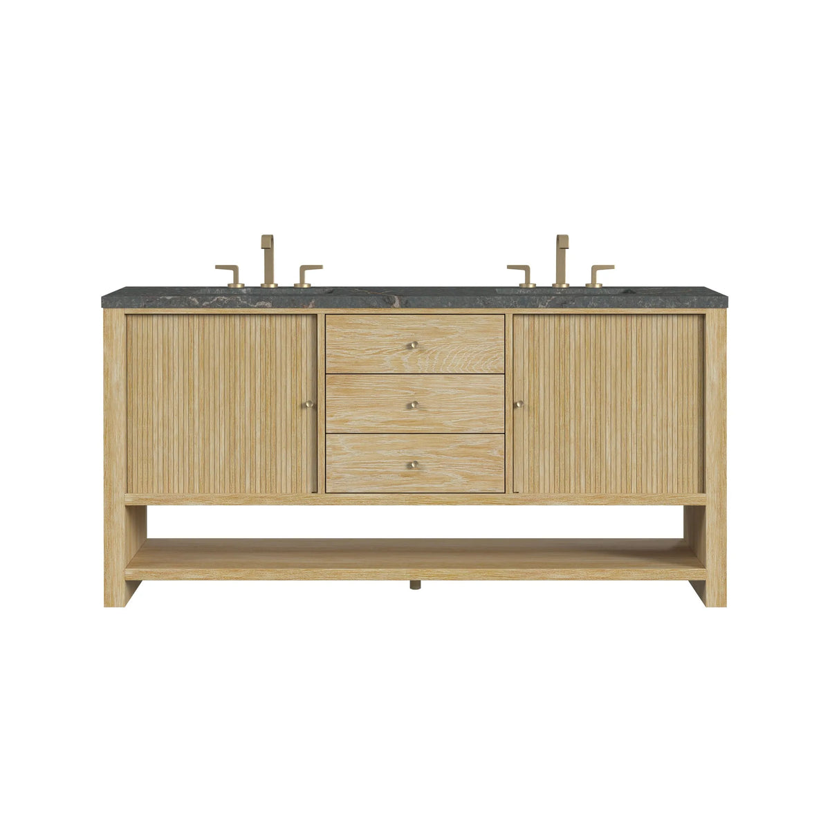 Marigot 72" Double Vanity, Sunwashed Oak w/ 3 CM Parisien Bleu Silestone Top