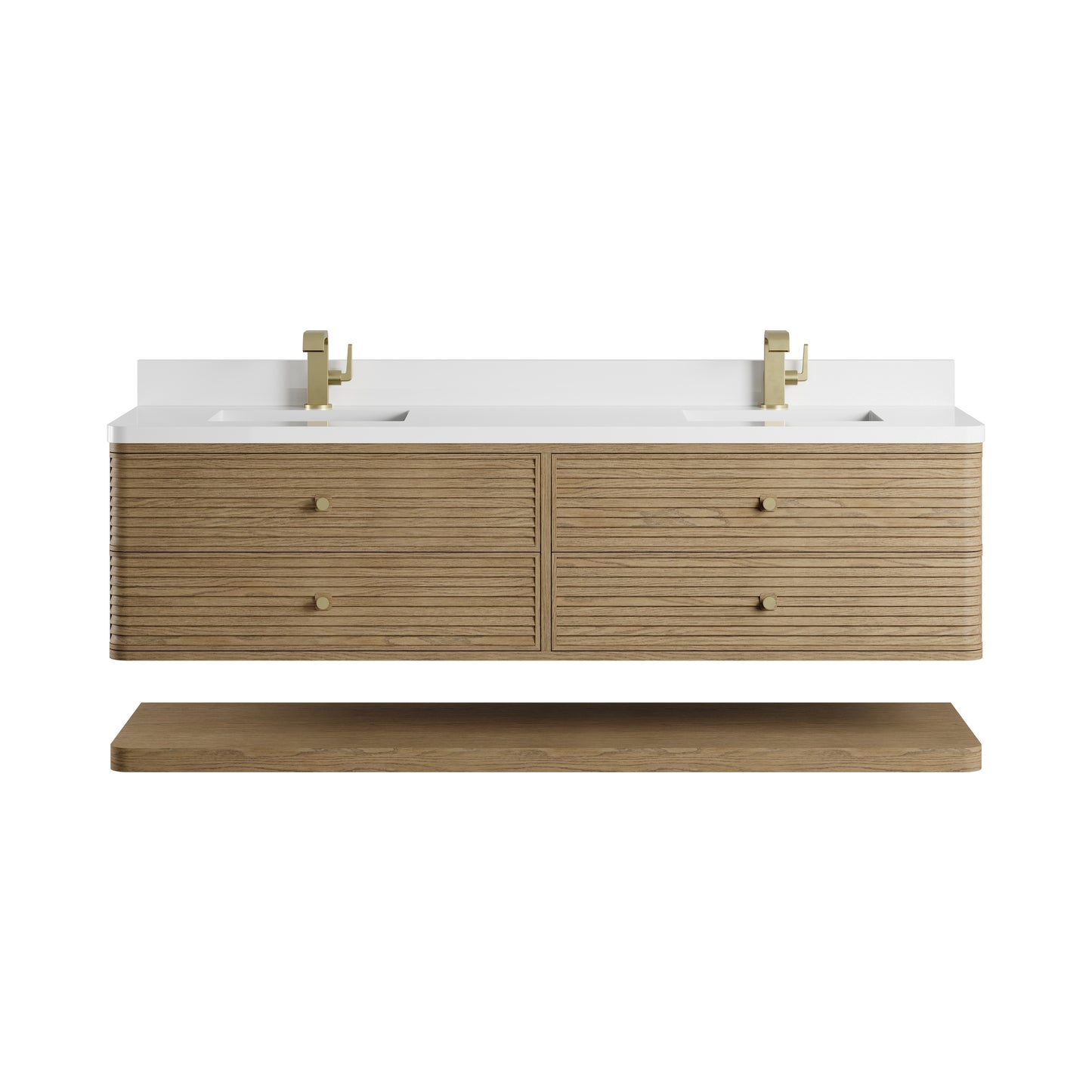 Renovate for Less Atlanta Allamari 72" Double Vanity, Dune Mist w/ Single Hole 3 CM White Zeus Silestone Top