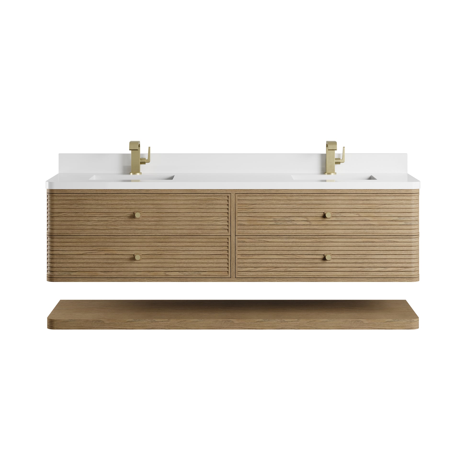 Renovate for Less Atlanta Allamari 72" Double Vanity, Dune Mist w/ Single Hole 3 CM White Zeus Silestone Top