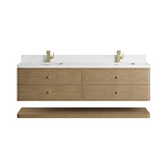 Allamari 72" Double Vanity, Dune Mist w/ Single Hole 3 CM White Zeus Silestone Top