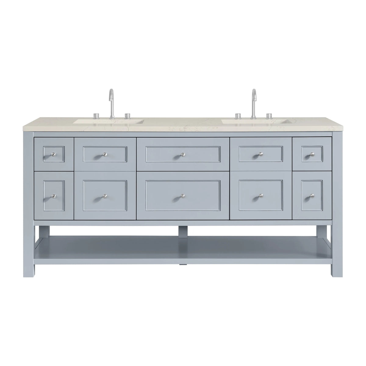 Breckenridge 72" Double Vanity, Serenity Blue, w/ 3 CM Siberian Silestone Top w/FreePower Wireless Charger