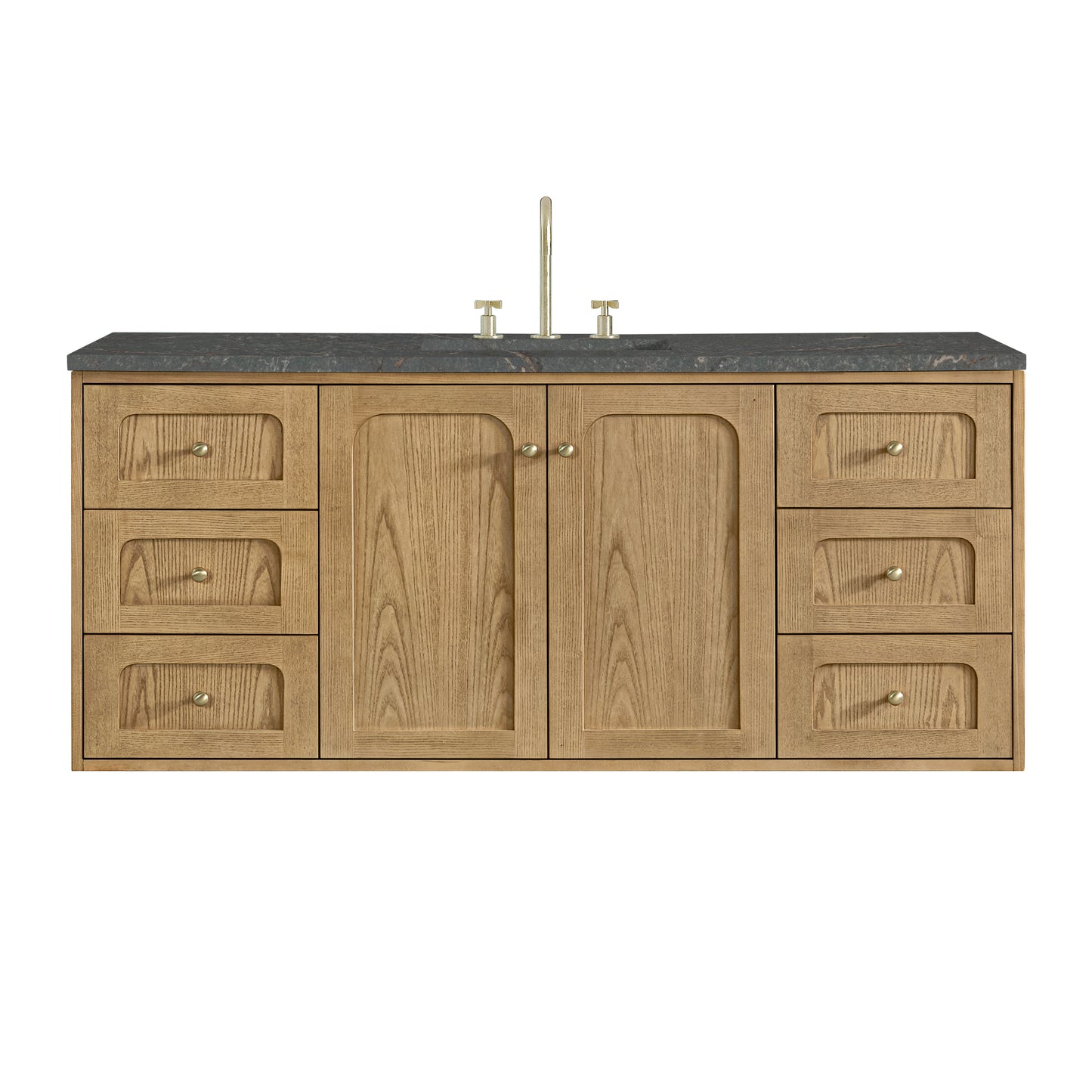 Renovate for Less Atlanta Laurent 60" Single Vanity, Light Natural Oak, w/ 3 CM Parisien Bleu Quartz Top